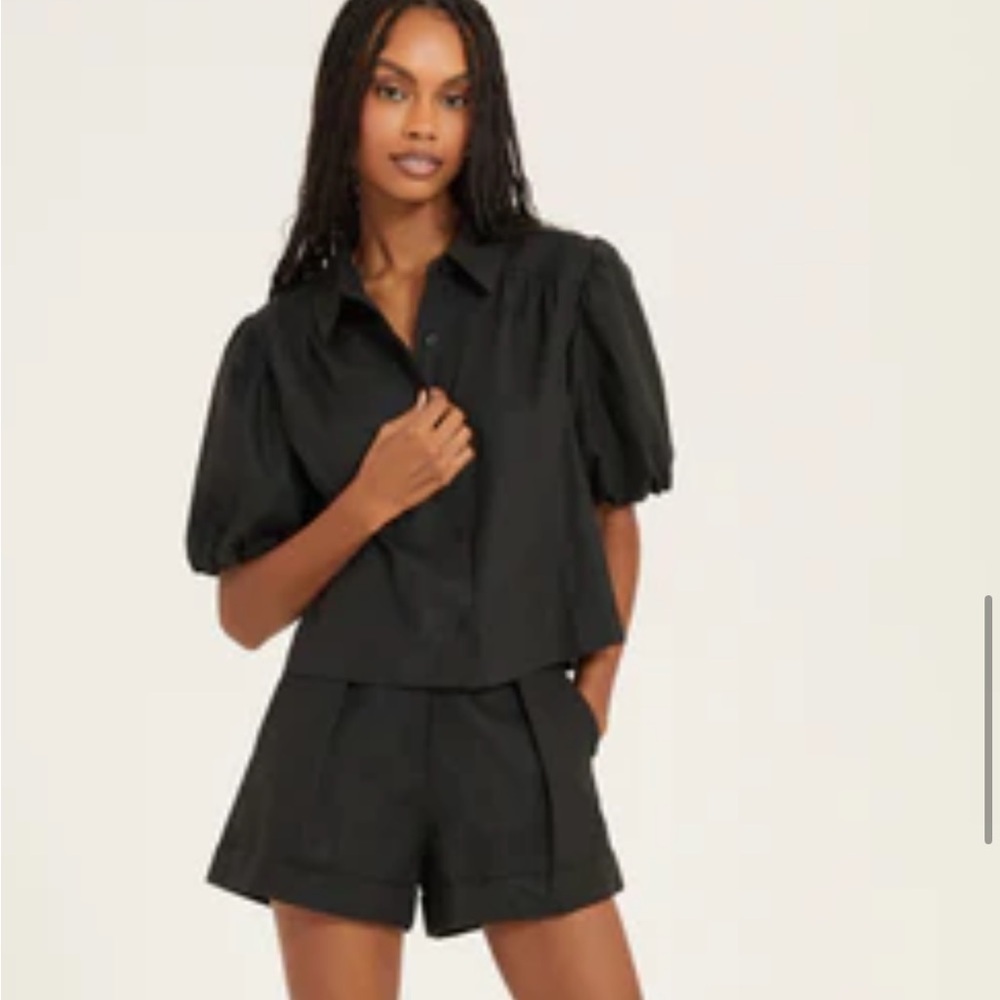 Something Navy black top and shorts set